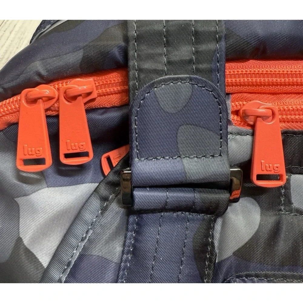 Lug Propeller Duffel Bag Navy Camo Quilted Travel Carry-On Gym Tote Orange Trim
